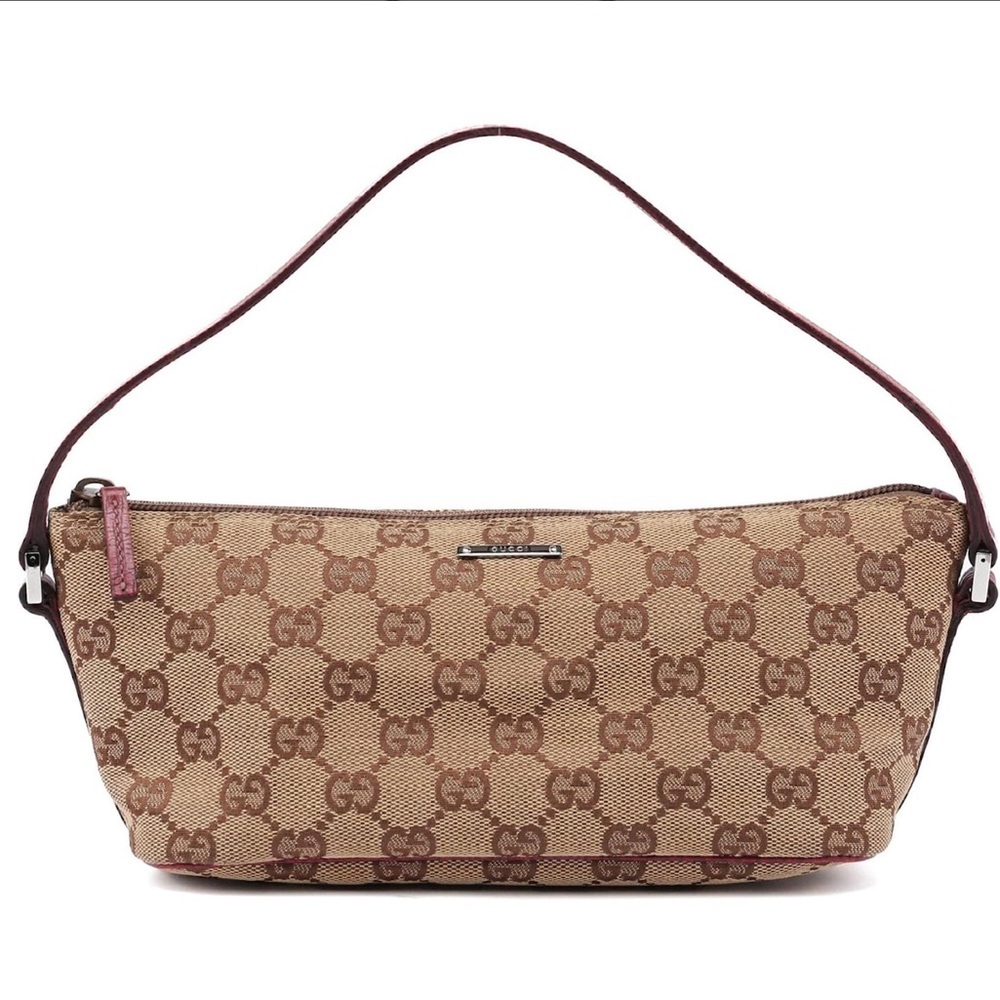 Gucci GG Canvas Boat Baguette Bag Red